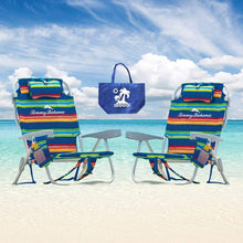 
                        
                          Load image into Gallery viewer, Tommy Bahama 2 2015 Backpack Cooler Chairs with Storage Pouch and Towel Bar- red/Blue
                        
                      