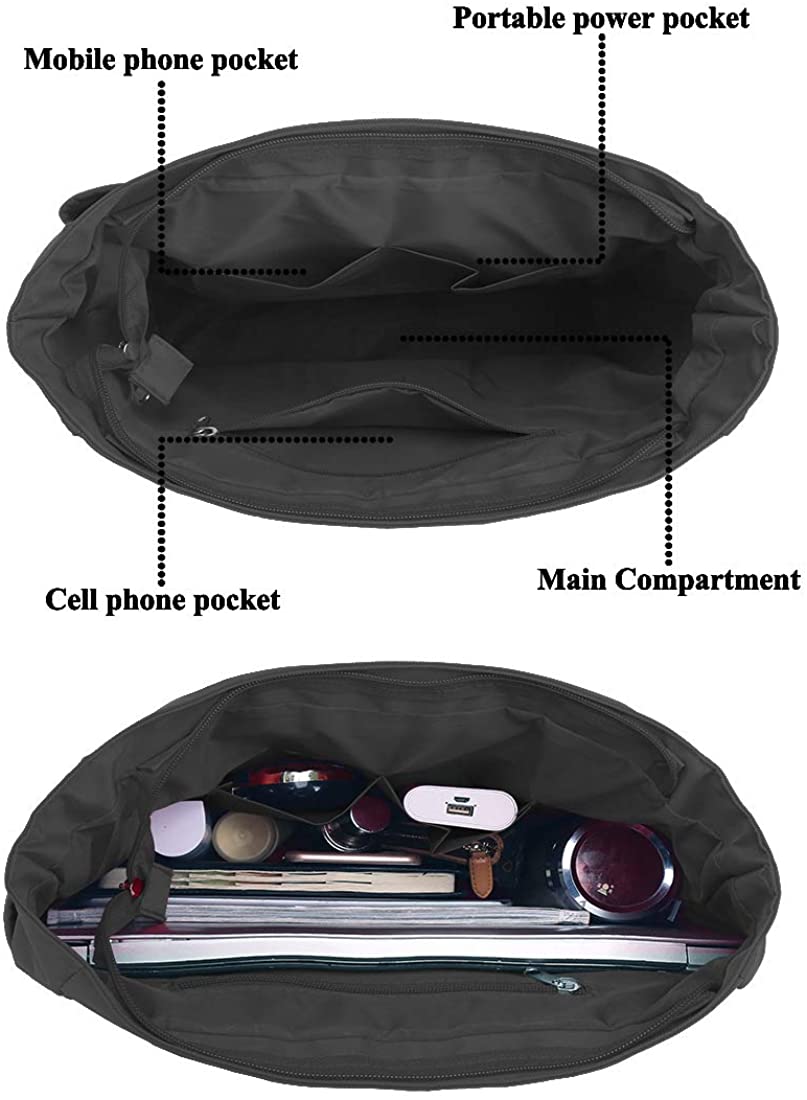 Canvas Tote Bag Waterproof Nylon Multi Pocket Shoulder Bags Laptop Work Bag Teacher Purse and Handbags for Women & Men