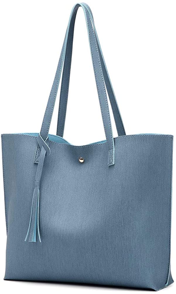 Women's Soft Faux Leather Tote Shoulder Bag from Dreubea, Big Capacity Tassel Handbag