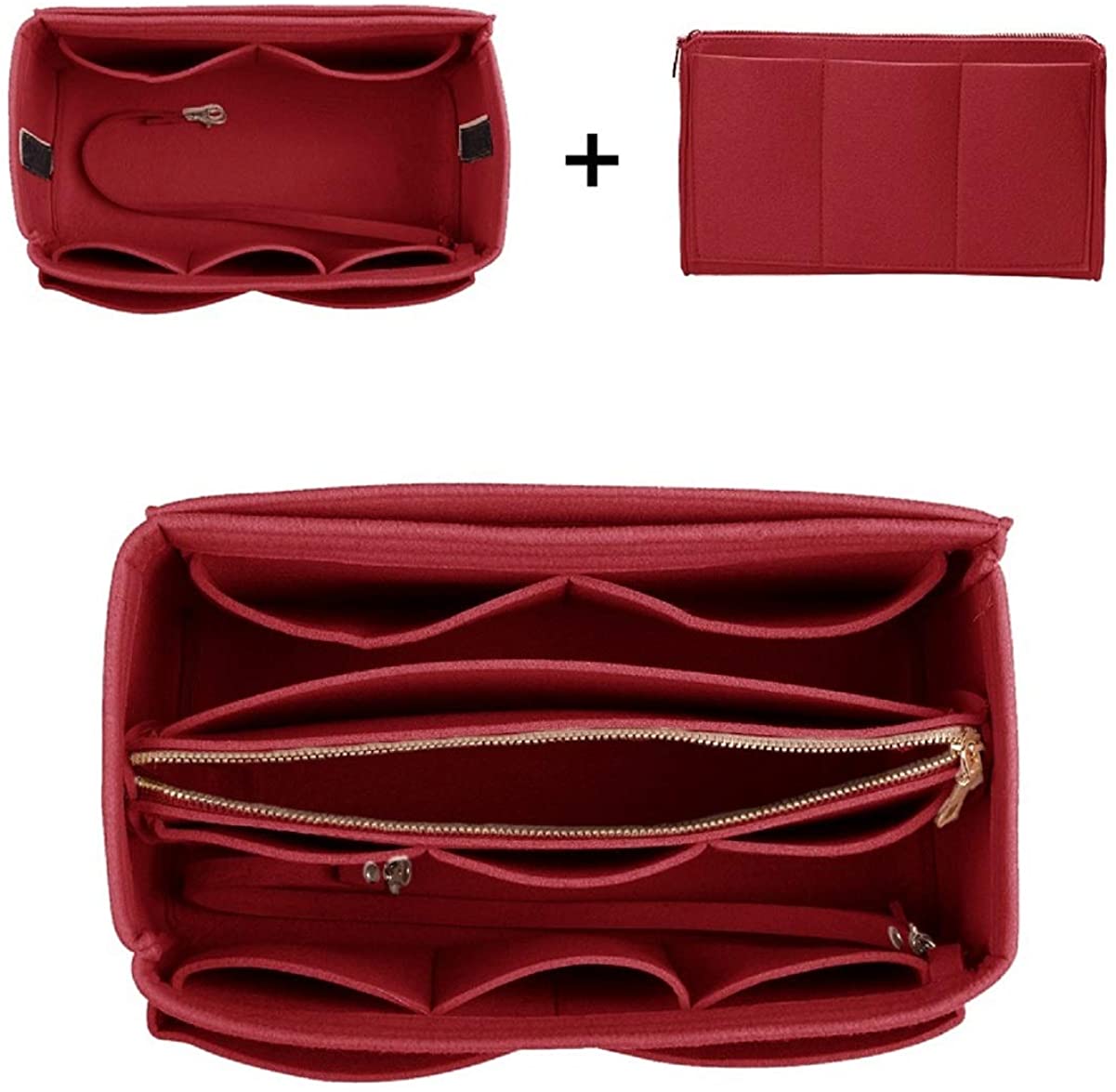 Purse Organizer Insert, Felt Bag organizer with zipper, Handbag & Tote Shaper, For Speedy Neverfull Tote, 5 Sizes
