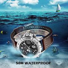 
                        
                          Load image into Gallery viewer, Mens Sport Watch Digital Analog Quartz Waterproof Multifunctional Military Leather Wrist Watches
                        
                      