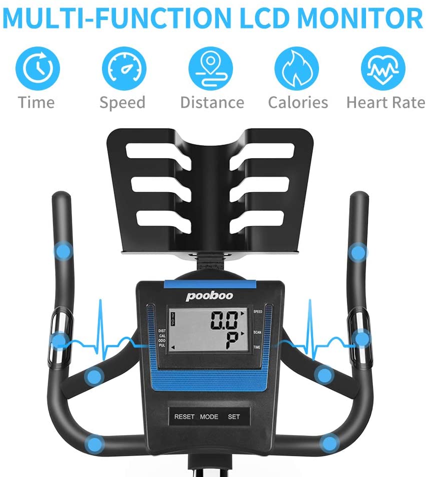 pooboo Exercise Bike, Heavy Duty Indoor Cycling Bike Stationary Belt Drive - JOY2ESpree