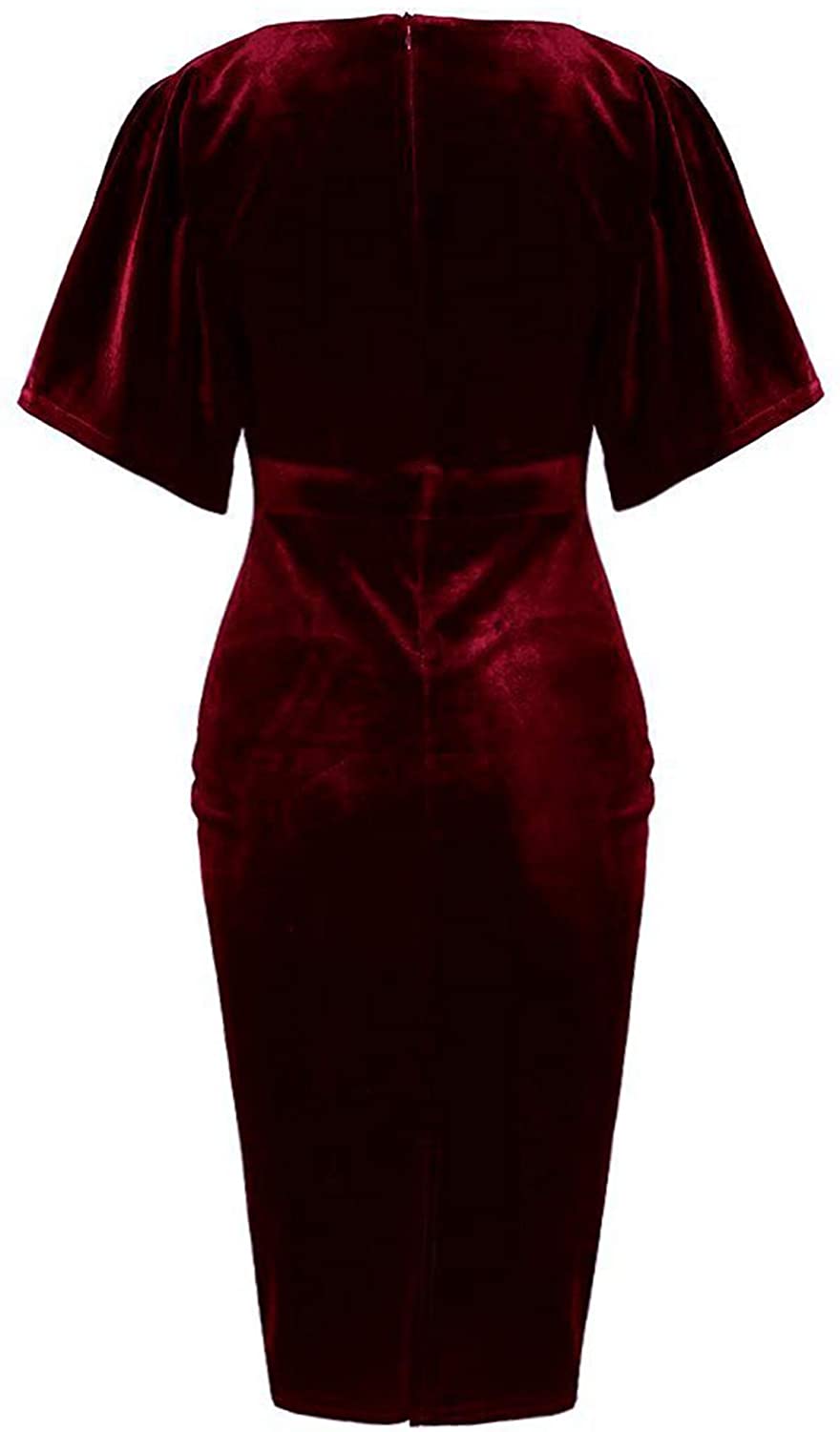 GownTown 1950s Style Butterfly Sleeve Velvet Pencil Dress