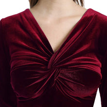 
                        
                          Load image into Gallery viewer, YHINTLFS Women Velvet Party Dress Long Sleeve V-Neck Wrap Mini Dress
                        
                      
