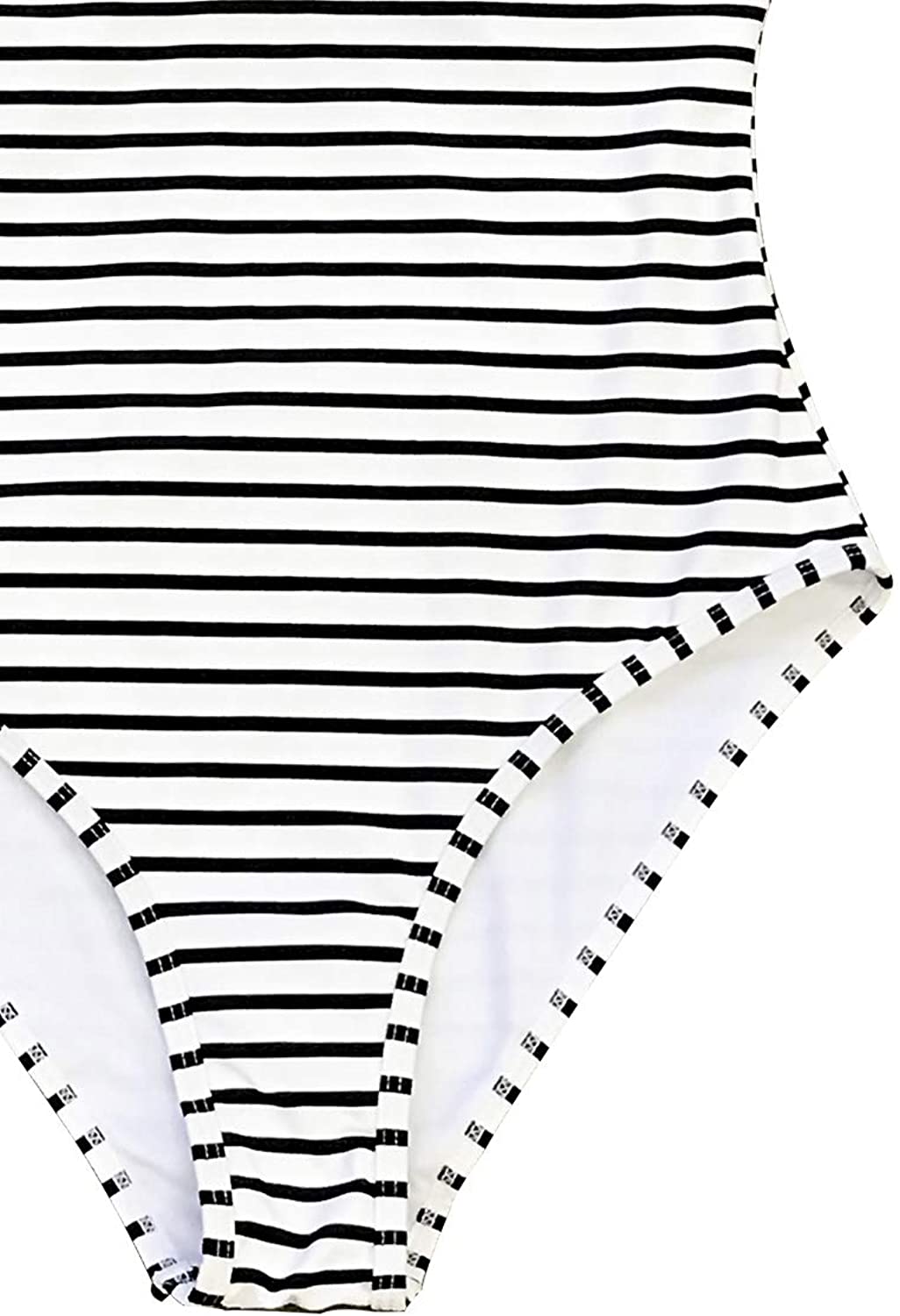 CUPSHE Women's One Piece Swimsuit Striped Scoop Neck Cross Back Beach Swimwear Bathing Suits