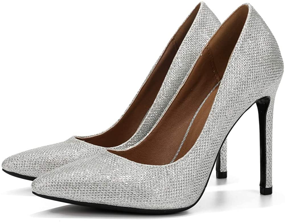 LIURUIJIA Womens Stiletto Pumps Pointed Toe High Heel Slip On Wedding Party Office Shoes 666