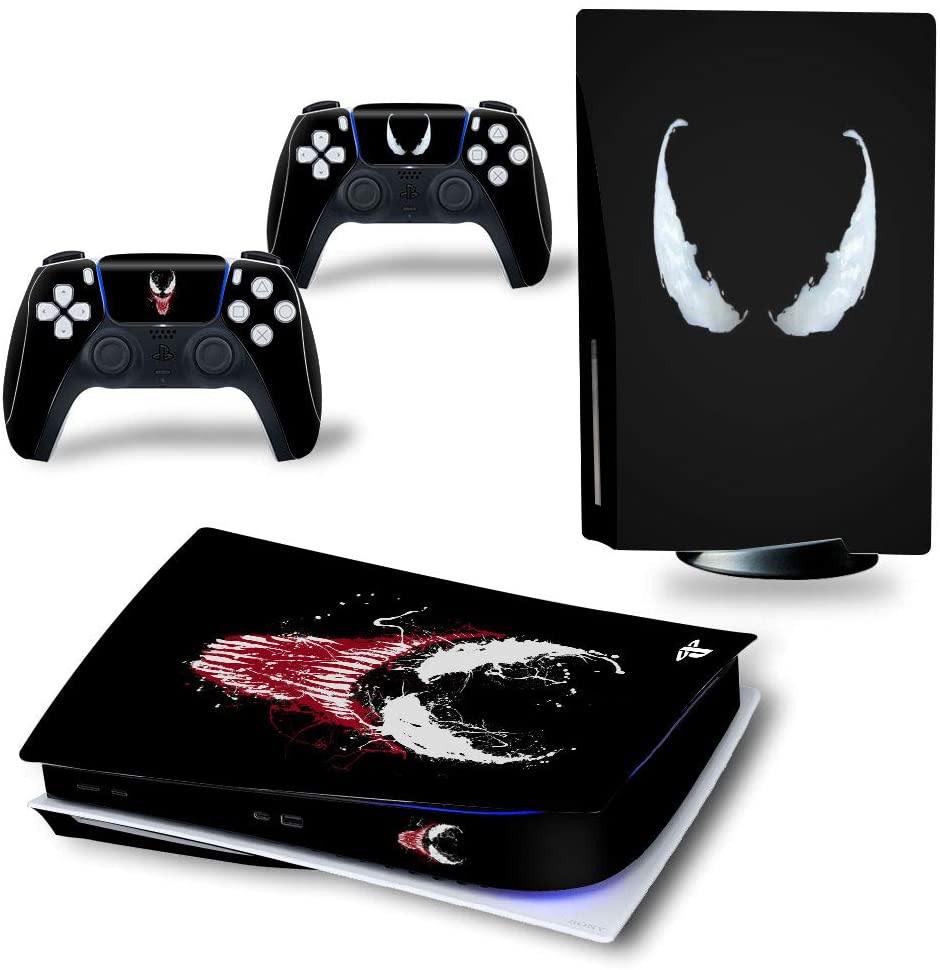 PS5 Console Skin and PS5 Controller Skins Set, Playstation 5 Skin Wrap Decal Sticker PS5 Digital Edition, Venom Decal Kit (Digital Edition) - JOY2ESpree