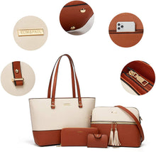 
                        
                          Load image into Gallery viewer, Women Fashion Handbags Wallet Tote Bag Shoulder Bag Top Handle Satchel Purse Set 4pcs
                        
                      