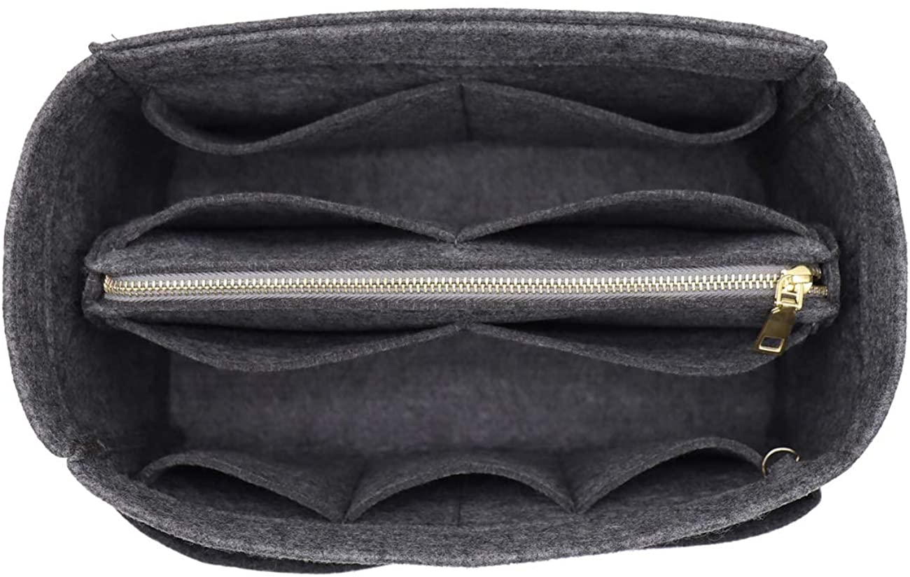 Felt Purse Bag Organizer Insert with zipper Bag Tote Shaper Fit Speedy Neverfull MM GM