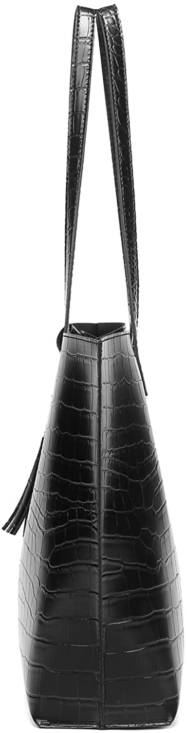 Women's Soft Faux Leather Tote Shoulder Bag from Dreubea, Big Capacity Tassel Handbag