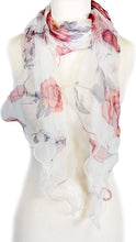
                        
                          Load image into Gallery viewer, Double Layer Silk scarf, Floral Ruffle Silk Scarf, Summer scarf
                        
                      