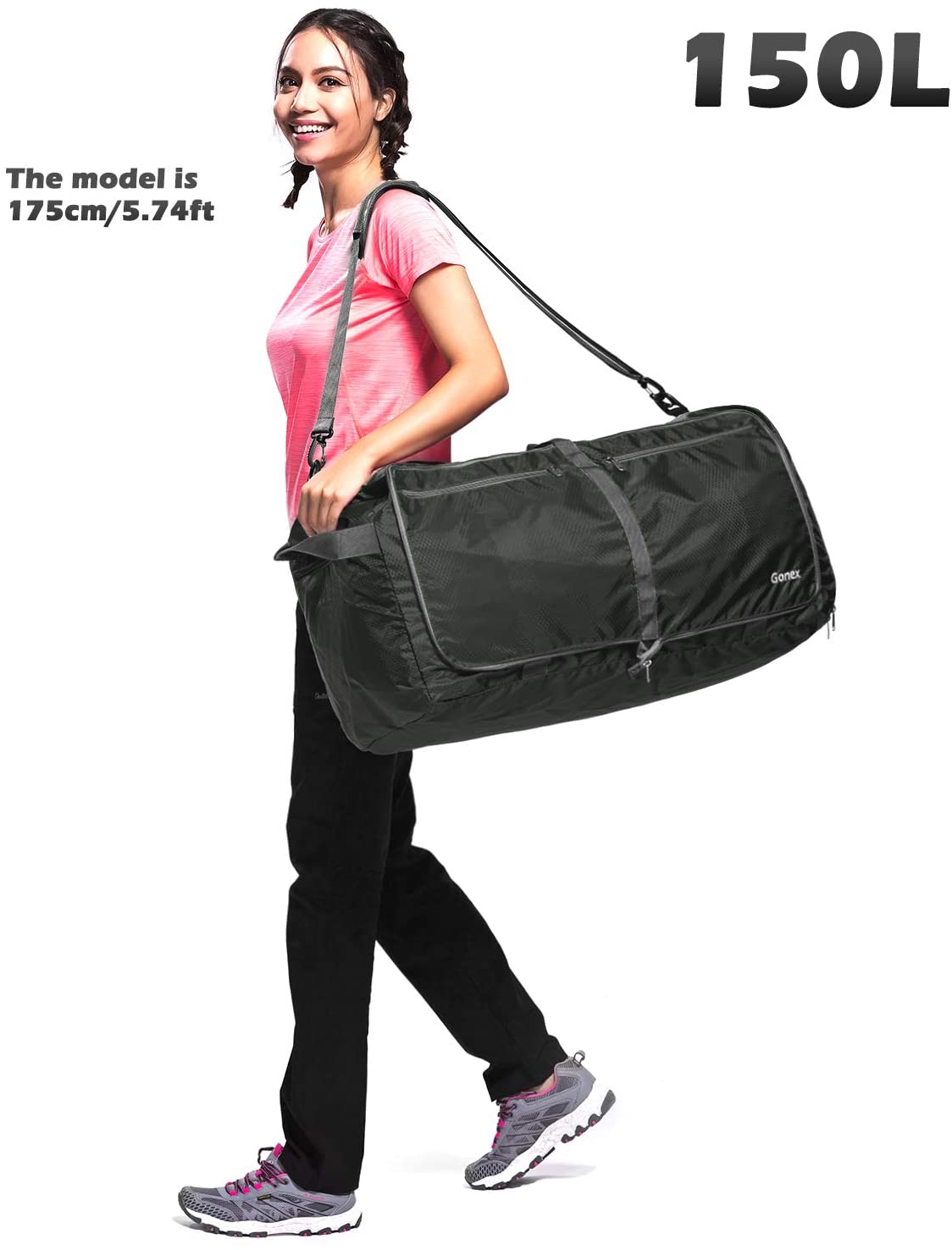 Gonex 150L Travel Duffel Bag Foldable Extra Large Duffle Bag XL Heavy Duty for Men Women for Luggage Shopping Gray