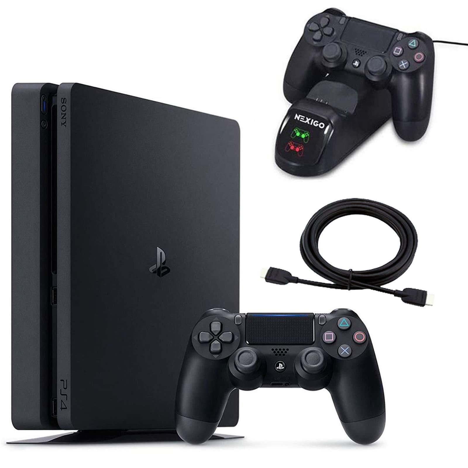 NexiGo 2020 Newest Playstation 4 PS4 Slim Console Holiday Bundle 1TB HDD PS4 Controller Charging Station 4K HDMI Cable Bundle 5FT - JOY2ESpree