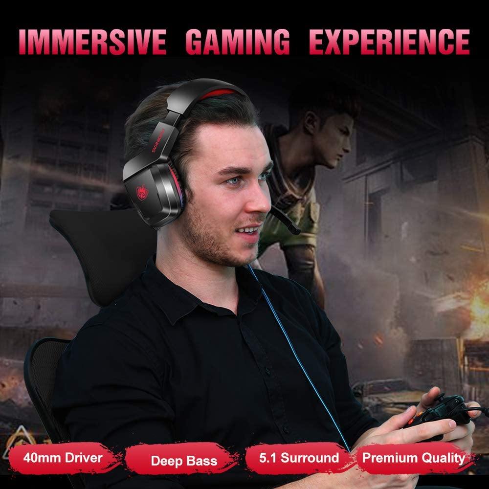 PS4 Gaming Headset with 7.1 Surround Sound, Xbox One Headset with Noise Canceling Mic & LED Light - JOY2ESpree