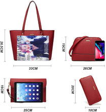 
                        
                          Load image into Gallery viewer, Women Fashion Handbags Wallet Tote Bag Shoulder Bag Top Handle Satchel Purse Set 4pcs
                        
                      