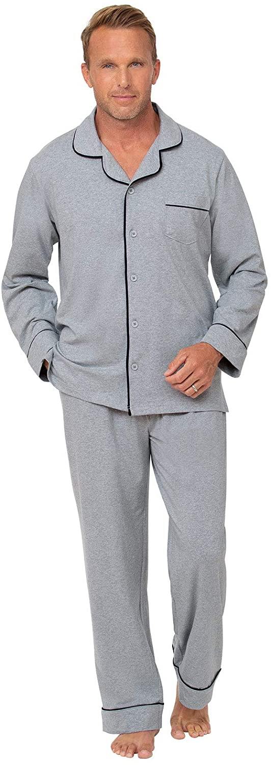 PajamaGram Classic Mens Pajamas Cotton - Men Pajamas Set