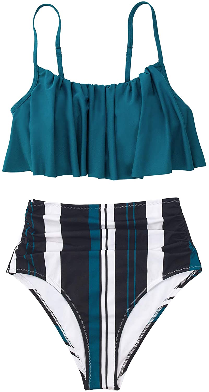 CUPSHE Women's High Waisted Falbala Bikini Set