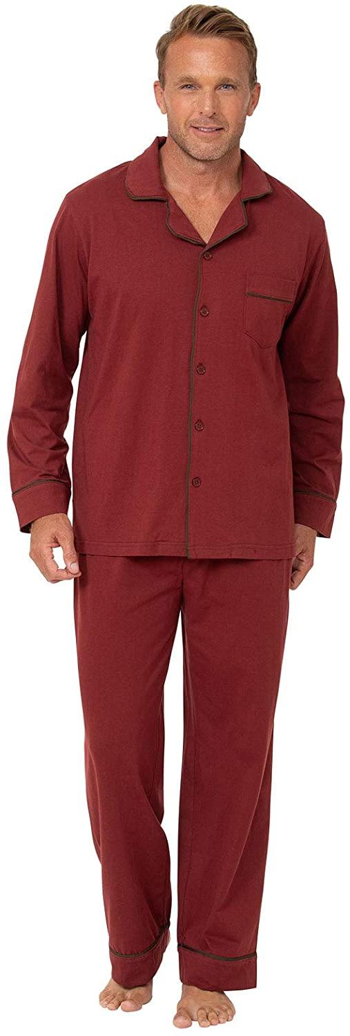PajamaGram Classic Mens Pajamas Cotton - Men Pajamas Set