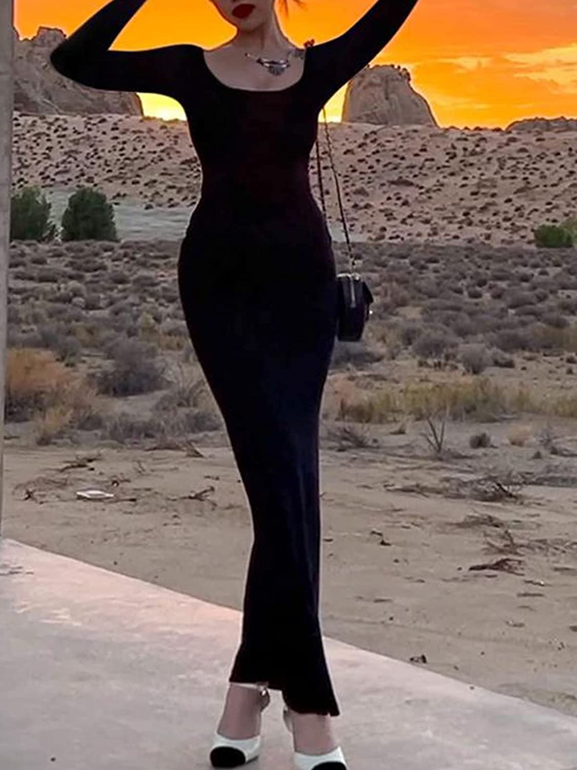 AnotherChill Women's Casual Lounge Slip Long Dress Sexy Sleeveless Backless Bodycon Maxi Dresses 2022 Spring Slim Elegant