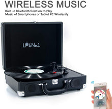 
                        
                          Muat gambar ke penampil Galeri, LP&amp;No.1 Portable Suitcase Turntable with Stereo Speaker,3 Speeds Belt-Drive Vinyl Record Player Black - JOY2ESpree
                        
                      