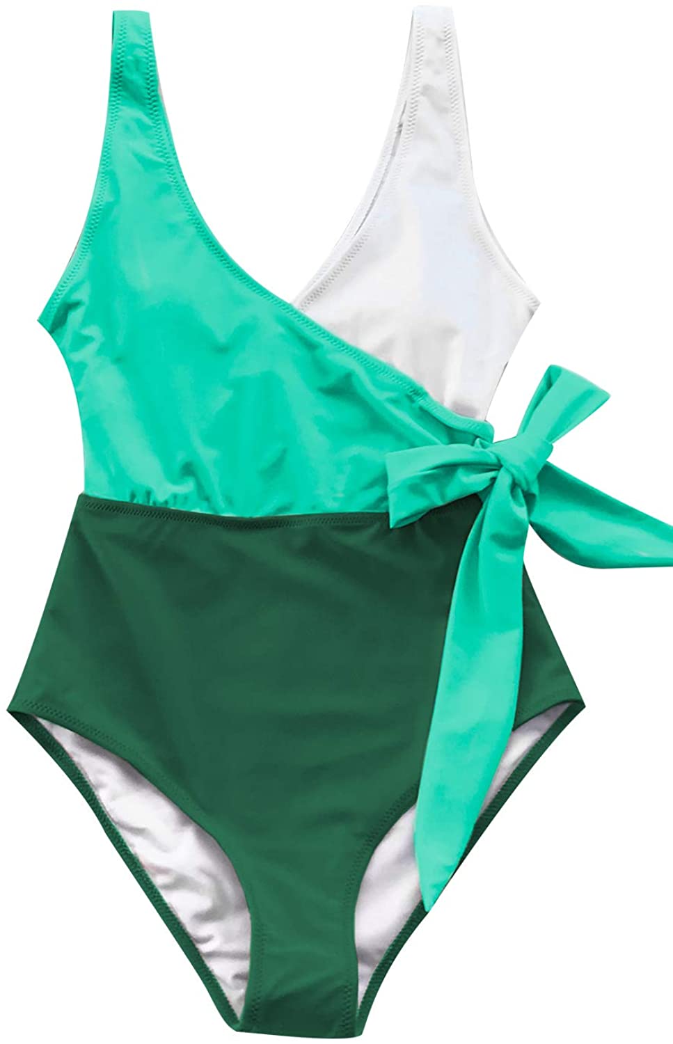 CUPSHE Women's One Piece Swimsuit Knotted Color Block Bathing Suit