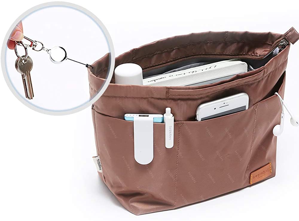 iN. Purse Organizer Insert with zipper Nylon fabric for women Handbags & Totebag