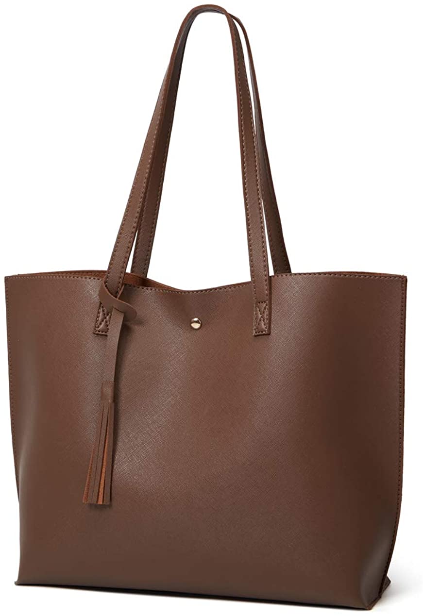 Women's Soft Faux Leather Tote Shoulder Bag from Dreubea, Big Capacity Tassel Handbag