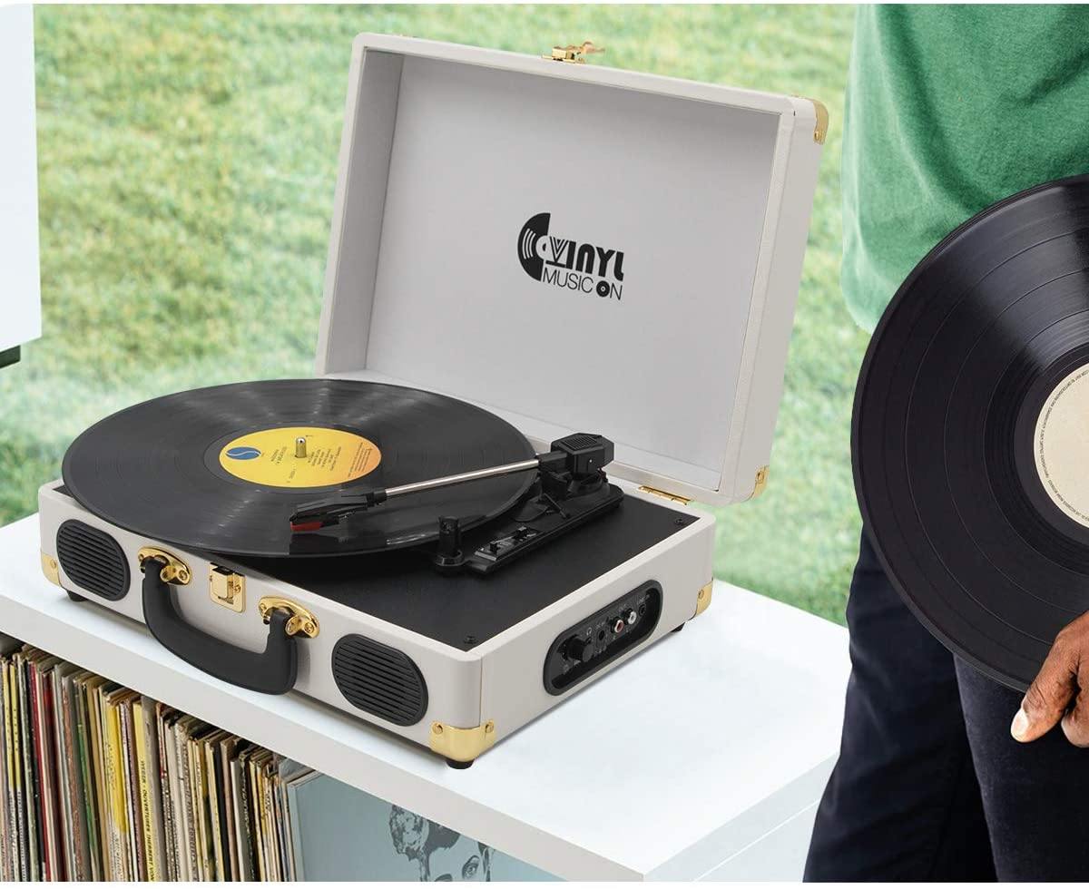 Retro Record Player for 33/45/78 RPM Vinyl Records,Bluetooth Belt-Drive Turntable - JOY2ESpree