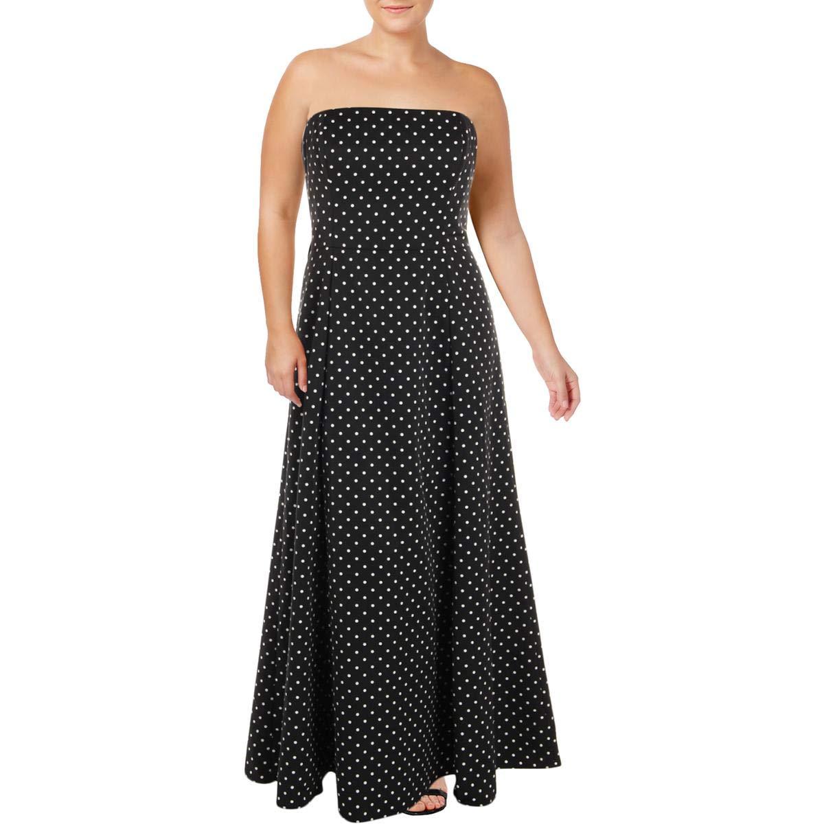 LAUREN RALPH LAUREN Womens Taranne Polka-Dot Faille Evening Dress B/W 6 Black