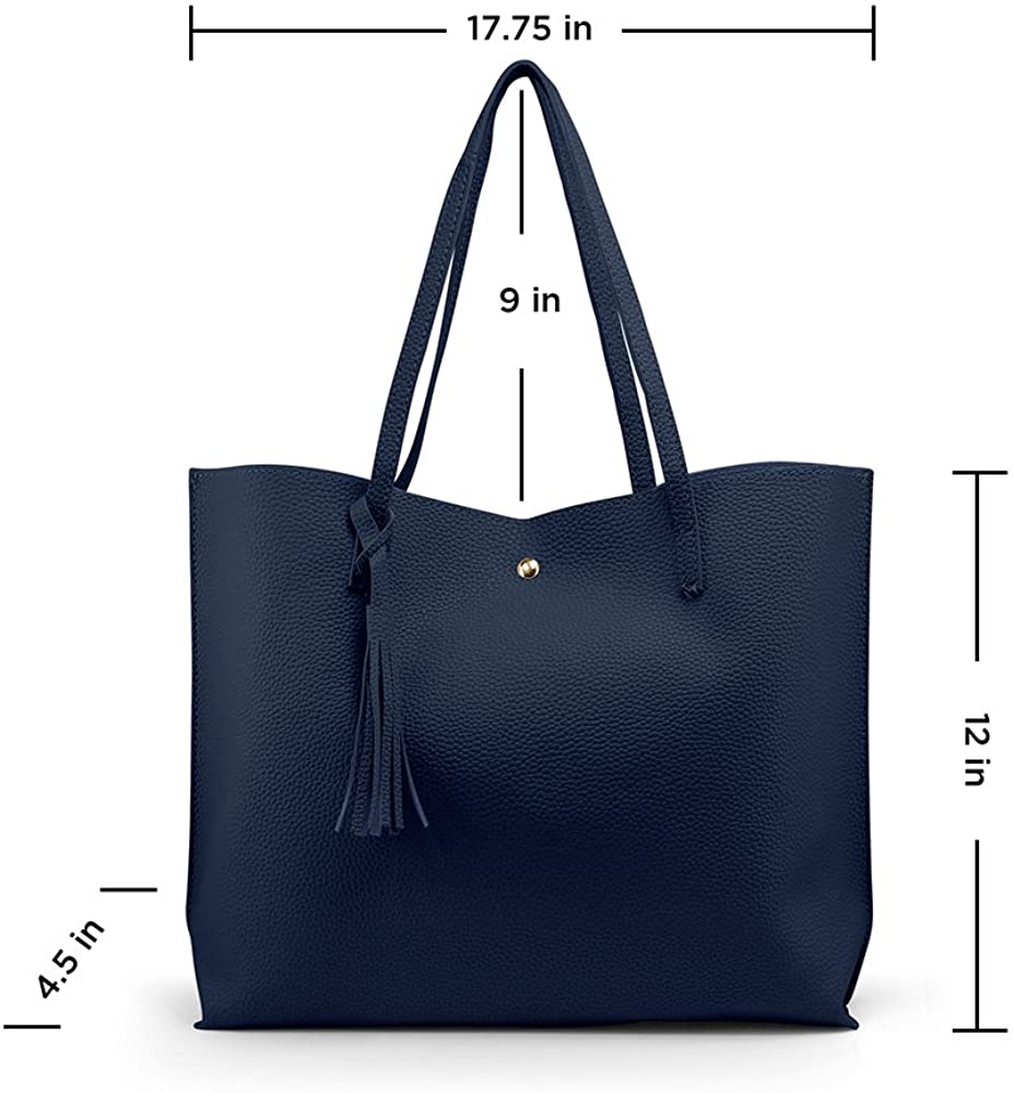 Oct17 Women Large Tote Bag - Tassels Faux Leather Shoulder Handbags, Fashion Ladies Purses Satchel Messenger Bags