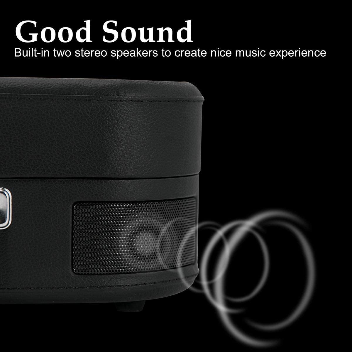 Bluetooth Record Player 3 Speed Craftmanship Turntable with Built-in Premium Speakers Support USB Playback/Recording (Black)… - JOY2ESpree