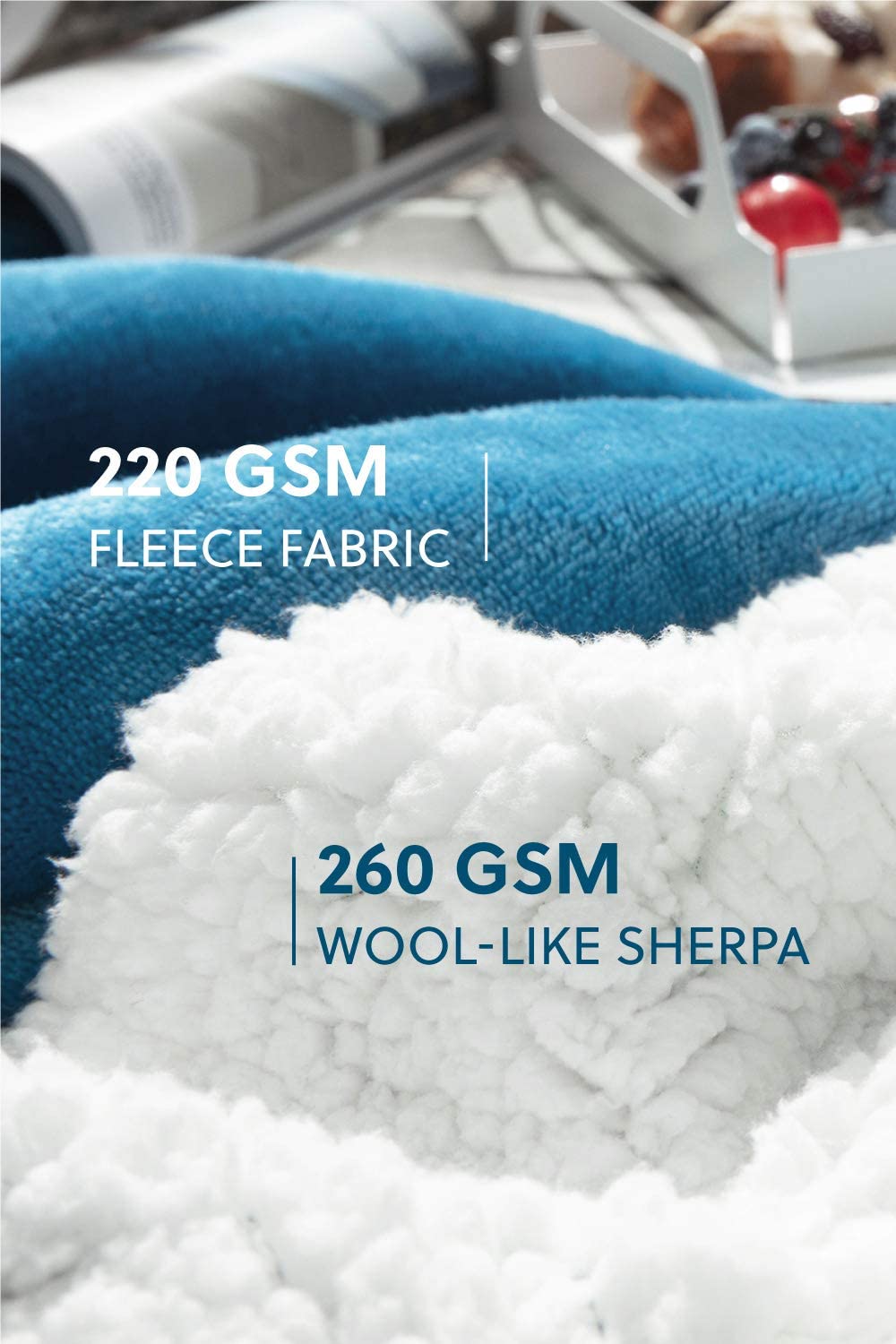 Bedsure Sherpa Fleece Blanket Throw Size Navy Lightweight Super Soft Cozy Luxury Bed Blanket Microfiber