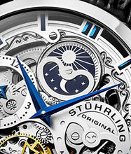 
                        
                          Muat gambar ke penampil Galeri, Stührling Original Mens Watch Stainless Steel Automatic, Skeleton Dial, Dual Time, AM/PM Sun Moon,Genuine Leather Strap 371 Watches for Men Series
                        
                      