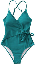 
                        
                          Load image into Gallery viewer, CUPSHE Women's One Piece Swimsuit Wrap Tie Side Cross Back Swimwear Bathing Suits - JOY2ESpree
                        
                      