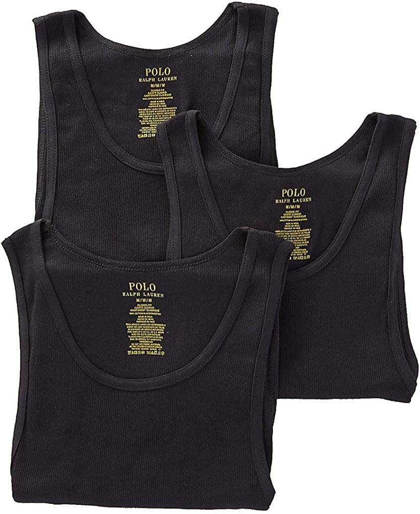 Polo Ralph Lauren Classic Fit Ribbed Tank with Moisture Wicking 100% Cotton - 3 Pack