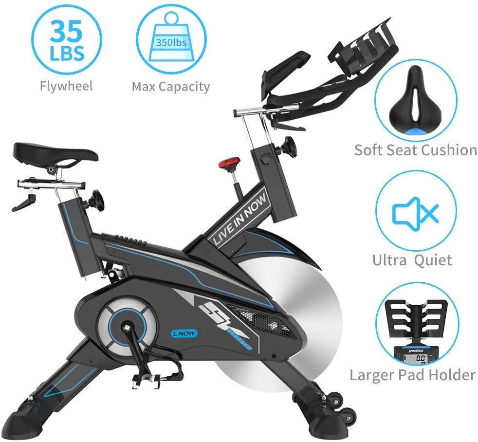 pooboo Exercise Bike, Indoor Cycling Bike Stationary Belt Drive - JOY2ESpree