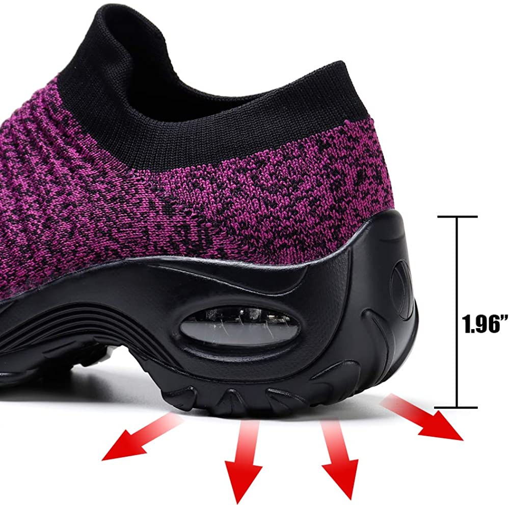 STQ Slip On Breathe Mesh Walking Shoes Women Fashion Sneakers Comfort Wedge Platform Loafers