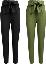 
                        
                          Load image into Gallery viewer, Freeprance Women's Pants Casual Trouser Paper Bag Pants Elastic Waist Slim Pockets
                        
                      