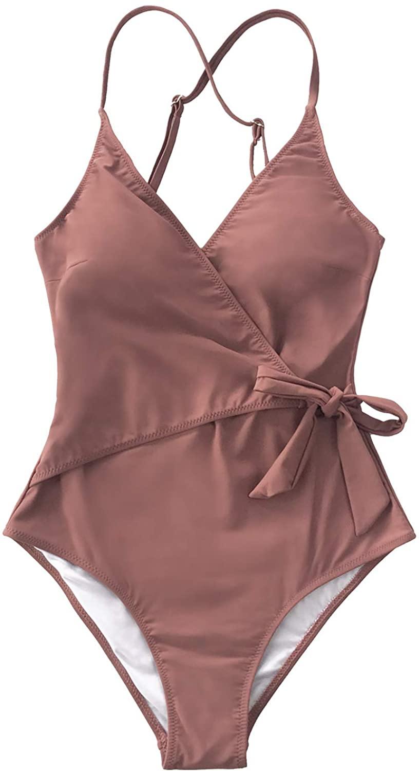 CUPSHE Women's One Piece Swimsuit Wrap Tie Side Cross Back Swimwear Bathing Suits - JOY2ESpree
