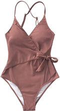 
                        
                          Load image into Gallery viewer, CUPSHE Women's One Piece Swimsuit Wrap Tie Side Cross Back Swimwear Bathing Suits - JOY2ESpree
                        
                      