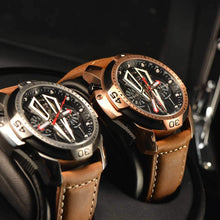 
                        
                          Load image into Gallery viewer, Reef Tiger Mens Sport Mechanical Watches with Steel Black Dial Automatic Watch Calfskin Leather Strap RGA3591
                        
                      