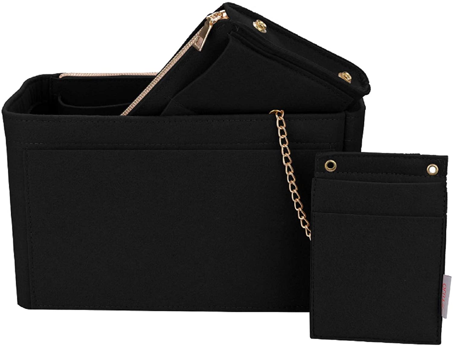 Purse Organizer, Purse Organizer Insert With 2 Metal Zipper, Bag Organizer With RFID Blocking Pocket Purse Organizer insert