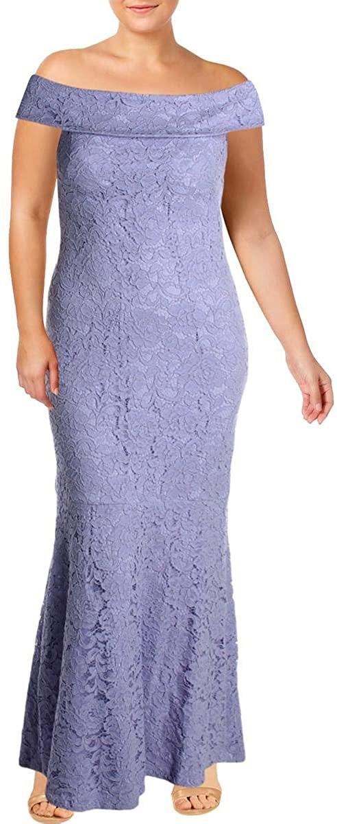 LAUREN RALPH LAUREN Womens Lace Off-The-Shoulder Evening Dress - JOY2ESpree