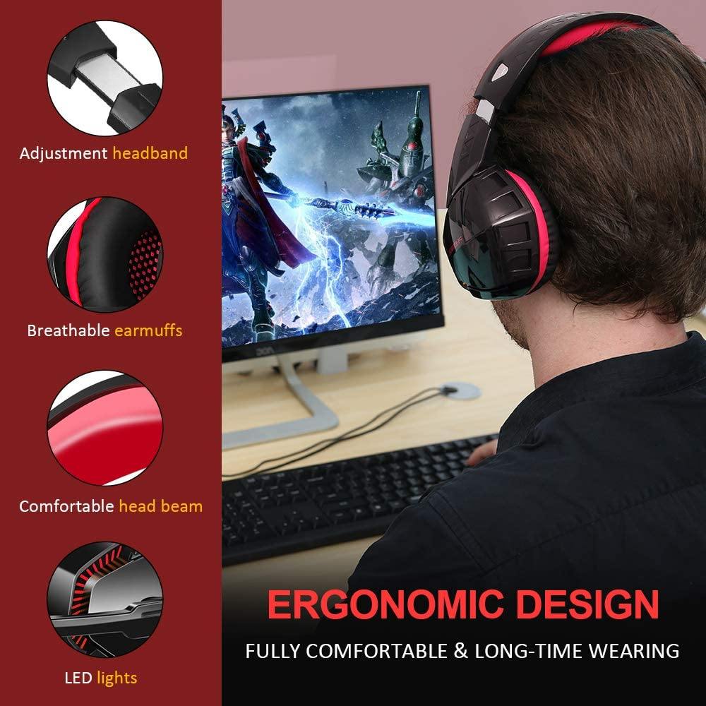 PS4 Gaming Headset with 7.1 Surround Sound, Xbox One Headset with Noise Canceling Mic & LED Light - JOY2ESpree