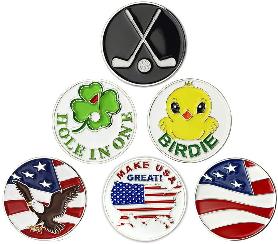 GOLTERS Golf Ball Markers Golf Markers Golf Gifts Clips Pack of 6 - JOY2ESpree