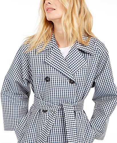 MAXMARA Weekend Max Mara Dingo Checked Trench Coat Blue Azure 6
