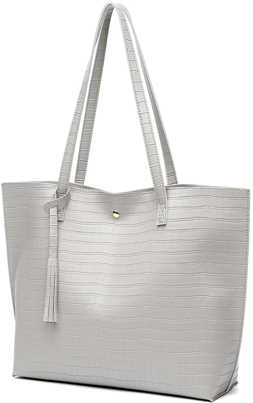 Women's Soft Faux Leather Tote Shoulder Bag from Dreubea, Big Capacity Tassel Handbag