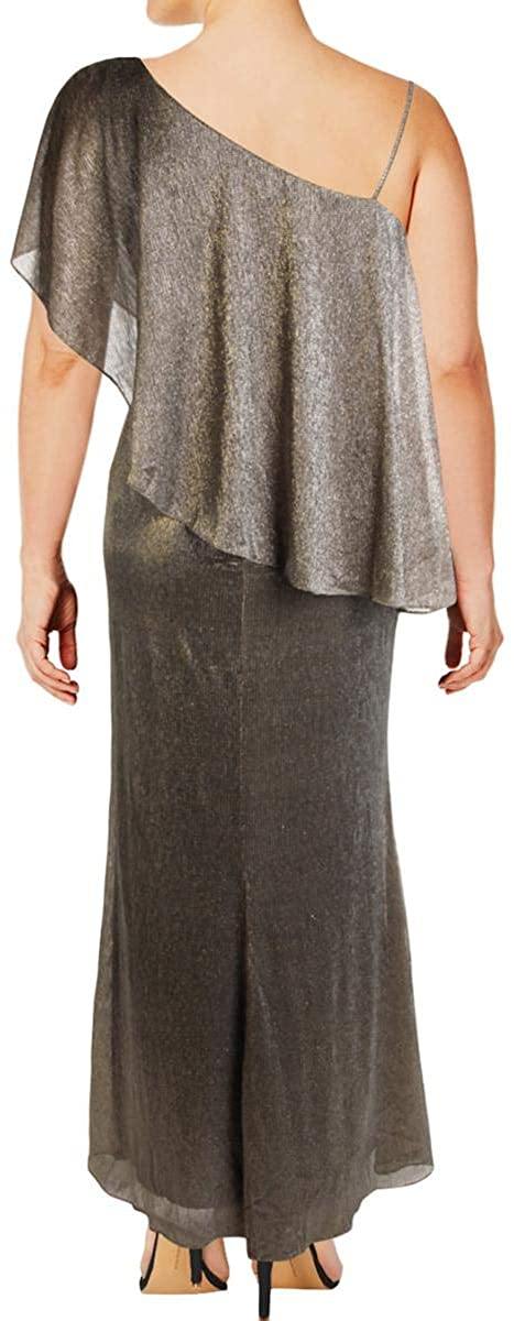 LAUREN RALPH LAUREN Radlee Women's Metallic One Shoulder Popover Gown - JOY2ESpree