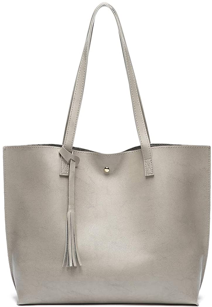 Women's Soft Faux Leather Tote Shoulder Bag from Dreubea, Big Capacity Tassel Handbag
