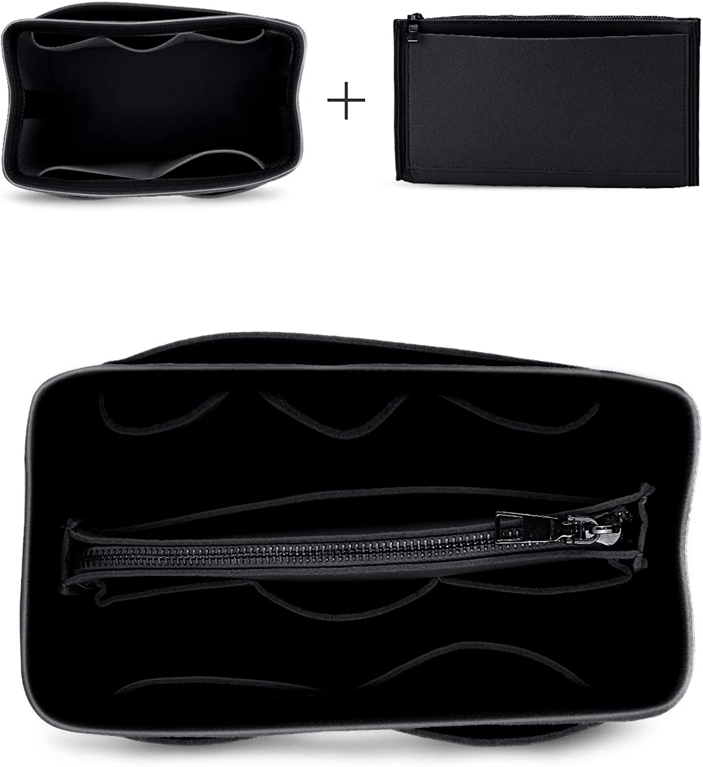 MA STRAP Felt Insert Organizer Bag Handbag Organizer Insert with Zipper Pouch for Speedy Neverfull Longchamp Tote